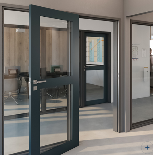 Porte coupe-feu 60 mn - 1H simple action largement vitré - Blocs-portes feu EI60 avec condamnation - 1 vantail,2 vantaux_1