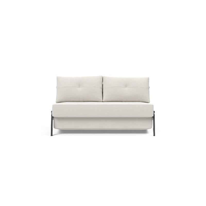 Canapé convertible design Cubed 02 Chrome - Innovation Living - 200x140 cm - Tissu Vivus Dusty Off White_1