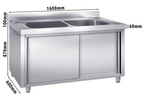 Plonge batterie 160x60cm sur meuble 2 cuves_1