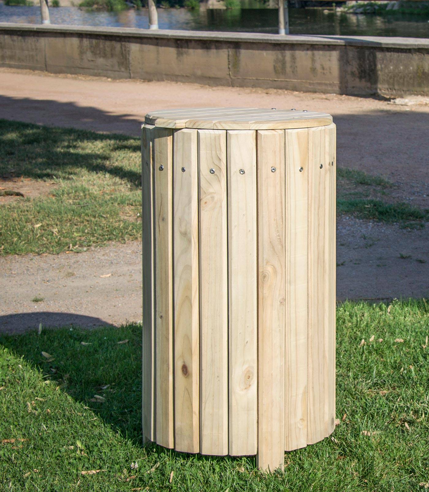 Poubelle publique en bois Rustica PA639T - traitement autoclave classe IV - finition naturelle_1