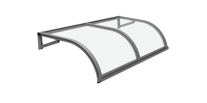 Arco - Marquise incurvée en polycarbonate avec gouttière frontale_1