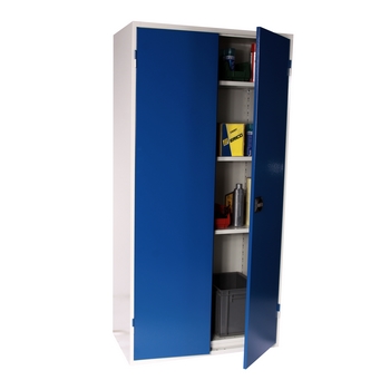 Armoire haute d'atelier - portes battantes pleines ou transparentes - 5 tablettes réglables - 200 kg par tablette_1