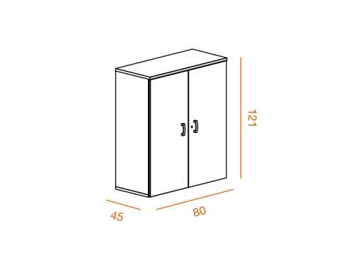 Armoire mi-haute à portes battantes Casta - L80 x H121 cm - Rangement 3 niveaux, bois mélaminé_1