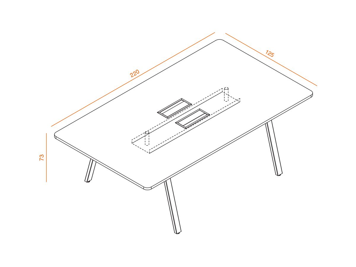 Table de coworking FIVE-A - 2 à 6 personnes avec passage de câbles et structure trapézoïdale_1