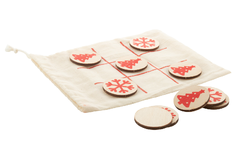 Jeu de morpions design de Noël - flocon et sapin en contreplaqué de bouleau avec pochette en coton_1