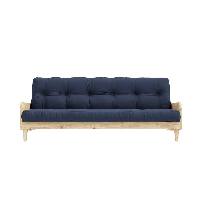 Canapé 3 places convertible Indie - Style scandinave - Futon bleu marine - Couchage 130x190 cm - Karup_1
