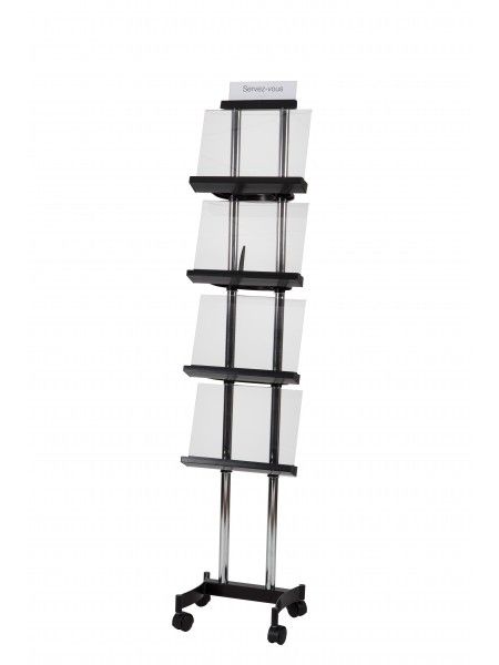 Ddpurslide - Présentoir mobile et ajustable - Alba - Compatible tout format, 4 roues, structure en chrome_1