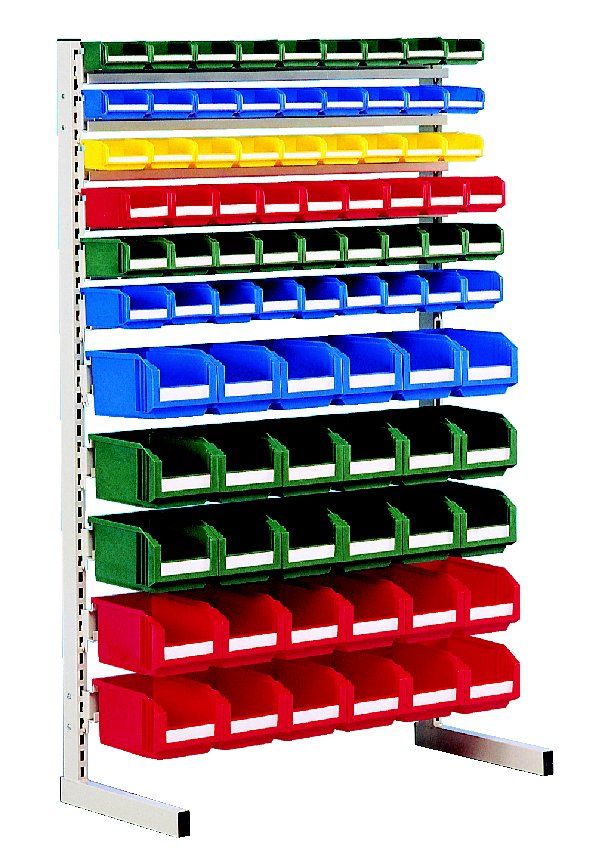 Châssis en L pour stockage de bacs - structure modulable avec montants perforés et options tablettes_2