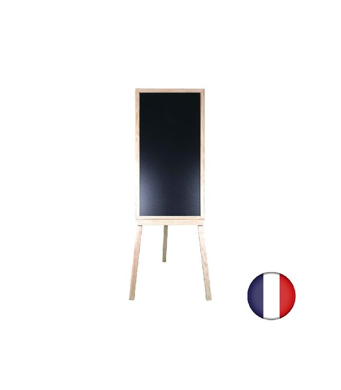 Chevalet trépied bois avec ardoise moulure brute de dimensions 95 x 50 cm - Référence : LSTF8BRUT+22BRUT_1