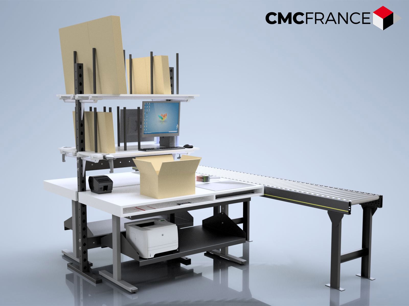 Poste de travail double - Ergoflex avec réglage électrique de la hauteur et portique optimisé_1