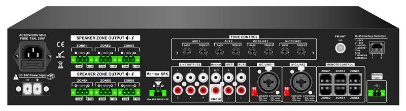 Amplificateur Matriciel 6 Zones 6X120 Watts - AMX-6120 - Multi-sources intégrées MP3/USB/SD/Tuner/Bluetooth_1