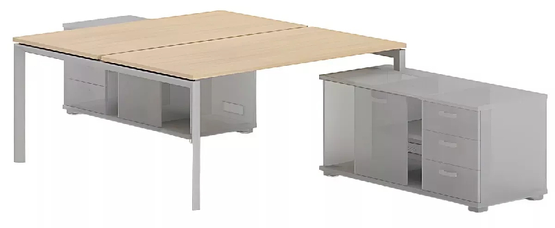 Bench vis-à-vis 2 postes piètement ouvert sur 2 crédences So Martos_1