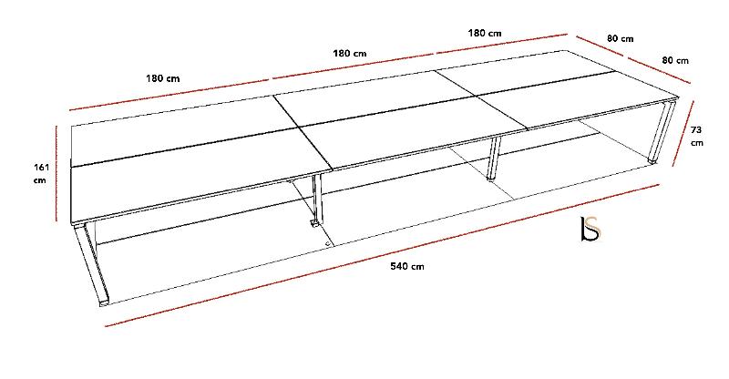 Bureau bench ECO 6 personnes - Mobel Linea. - Blanc 9010, Acacia clair, 540_1