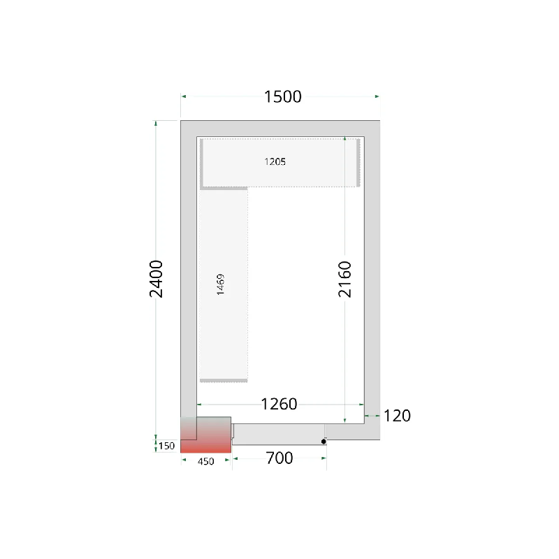 Chambre froide négative CRNF1524 Blanc 1500 x 2400 x 2200 mm TEFCOLD_1