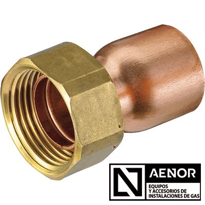 Raccord droit 2 pièces - Hecapo - avec plombage et rebord pour joint, installations de gaz - Normes UNE 60.719 et EN 1254-1_1