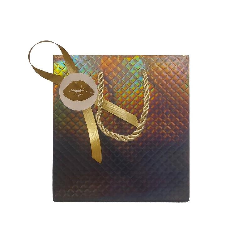 Sac luxe Holografica bronze poignées cordelières or 14,3x7,3x15,3cm - par 10_1