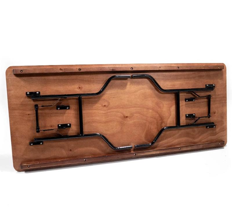 Zane - Table de banquet pliable rectangulaire 183x76 cm Noir/Bois_1