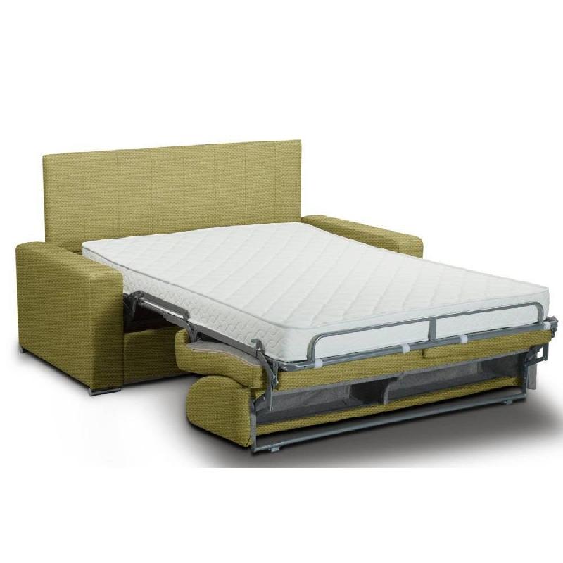 Canapé lit CanapExpress - Lattes 160cm - Matelas mémoire 22cm - Tête de lit intégrée - Vert lime - Queen size_1