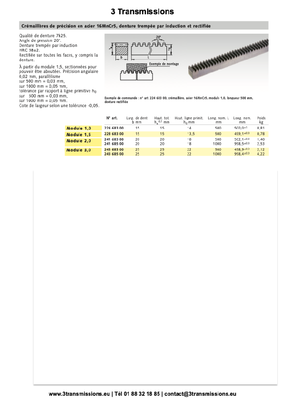 Crémaillère acier à denture traitée_1