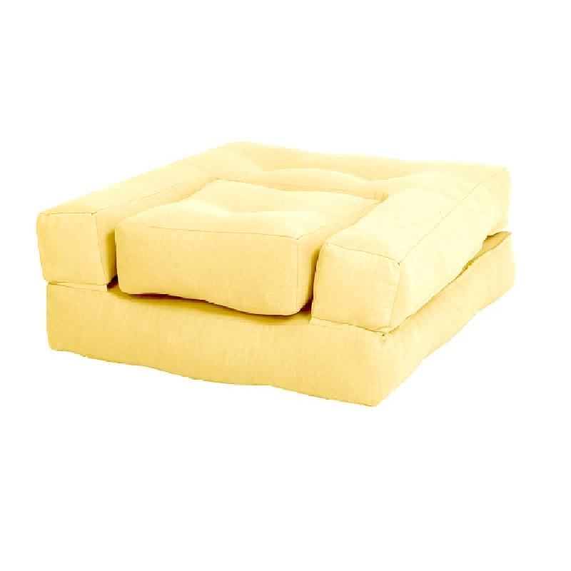 Fauteuil futon convertible Mini Cube - Jaune - Chaise, lit et pouf avec matelas de haute qualité_1