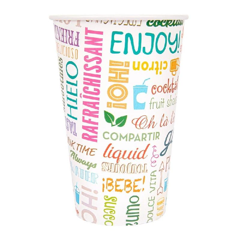 Gobelet boissons froides Parole en carton 48cl Ø9 x H 12,6cm - par 1000_1