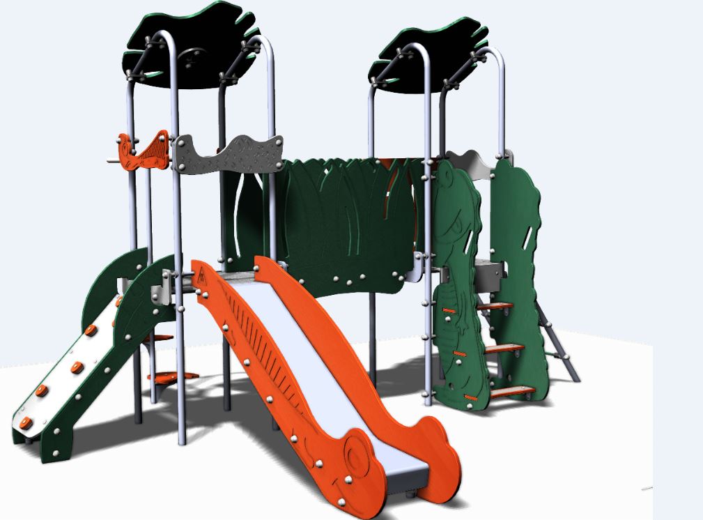 Structure de jeux combinées inox - 2 tours gamme Primo Dino PRD291 - CREA EQUIPEMENTS_1