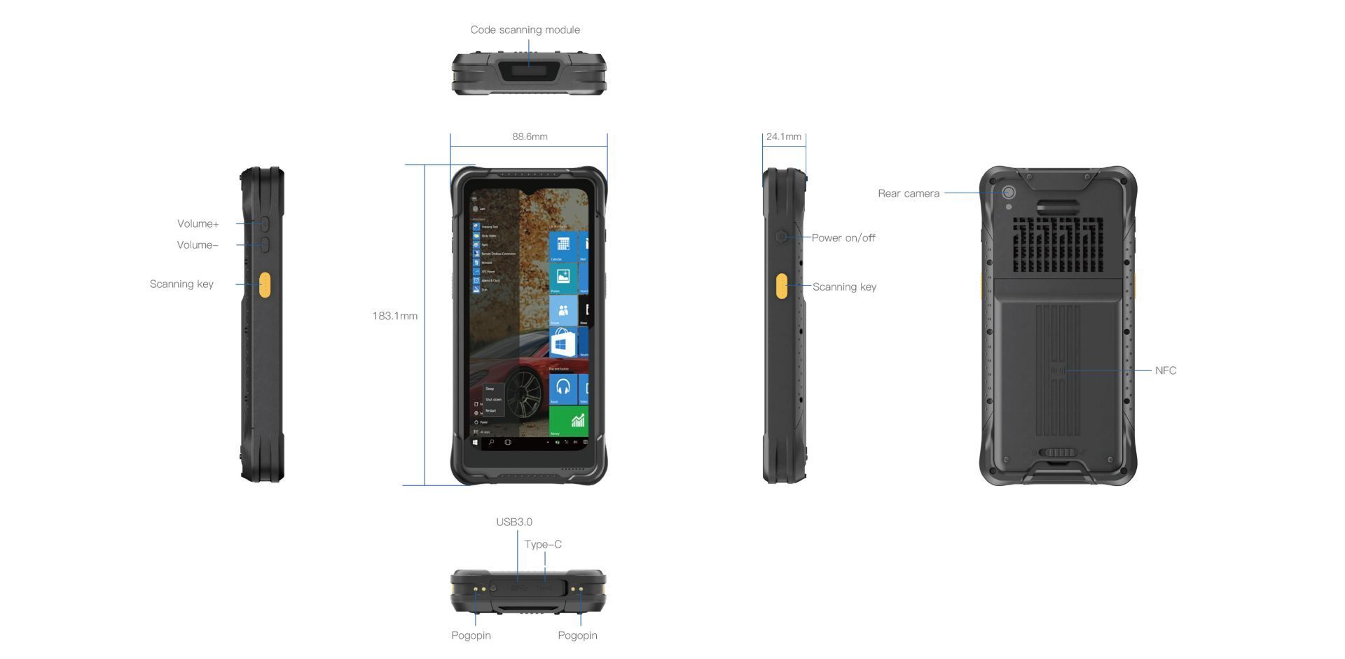 Terminal PC de poche durci IP65 6,5 pouces / Windows 10 ou 11 / StrongPad EVI-WR61J_1