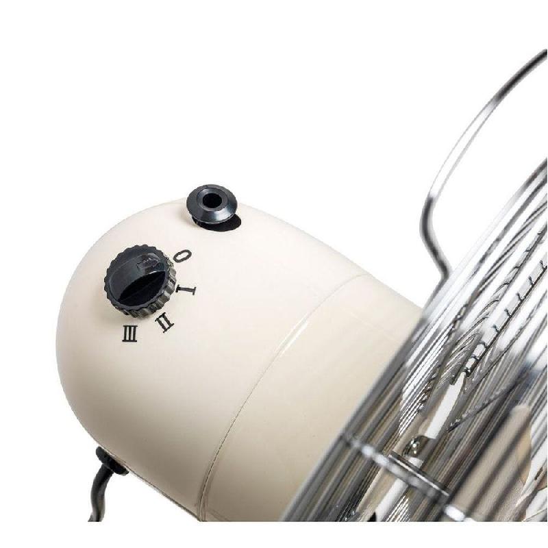 Ventilateur sur pied vintage - panier 45cm - 50 Watts - 3 vitesses - inox laqué ivoire_1