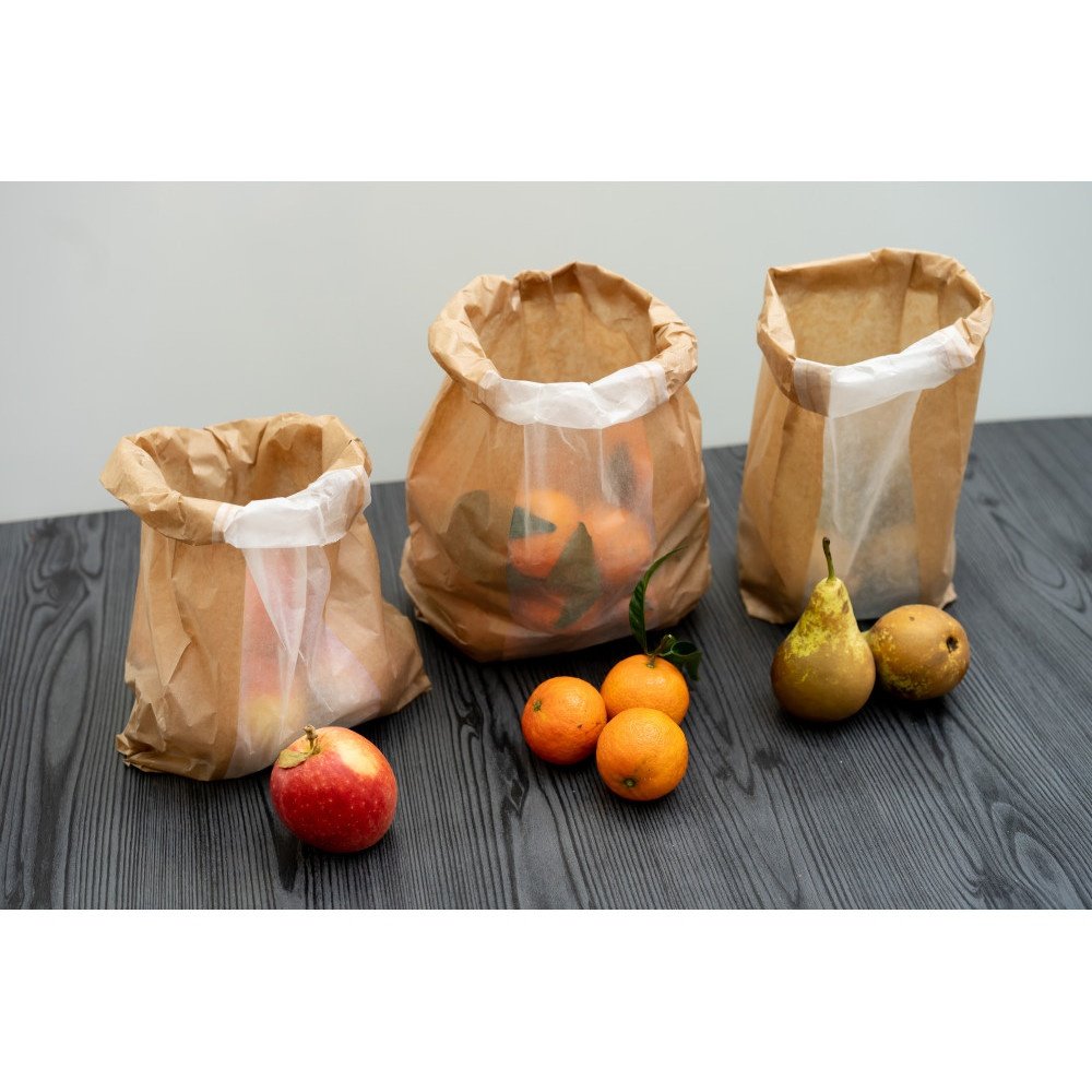 1000 sacs kraft à fenêtre cristal - 14+9×35 cm - Contact alimentaire - Biodégradables_1