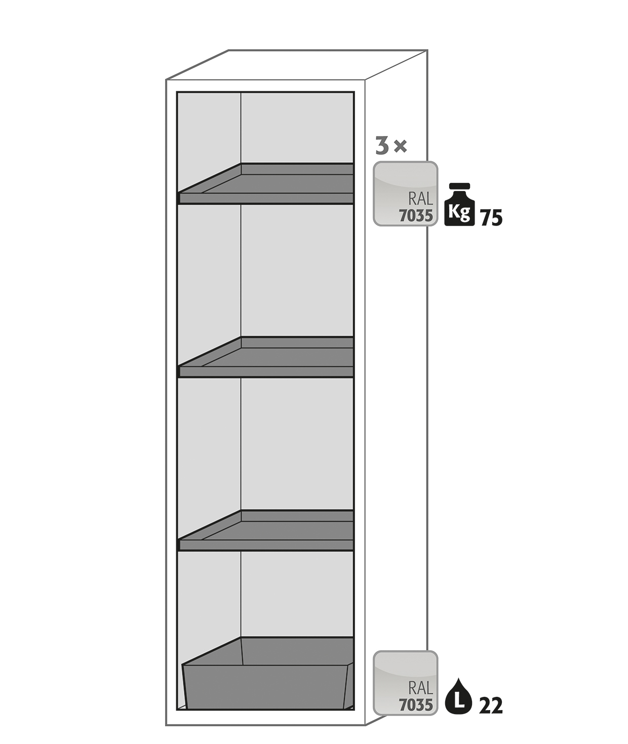 Armoire de sécurité S-CLASSIC-90 modèle S90.196.060.WDASR - Réf 30230-001-34389 - Type 90 avec portes battantes et serrure profilée_1