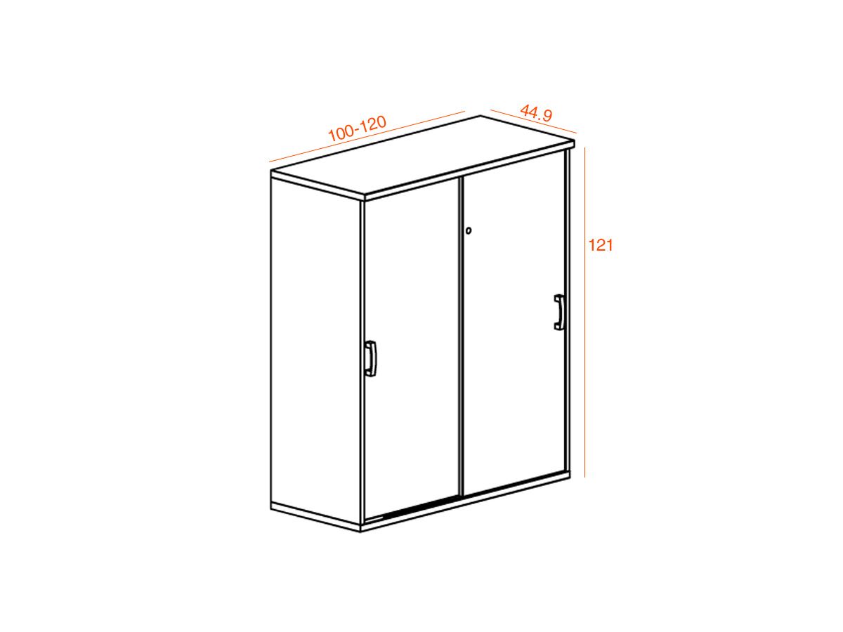 Armoire unie à portes coulissantes LAGO - H121 cm - Plusieurs coloris - 3 niveaux de rangement_1