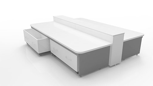 Coffre mobile sous paillasse basse de laboratoire - roulettes, grand tiroir, dimensions sur mesure_1