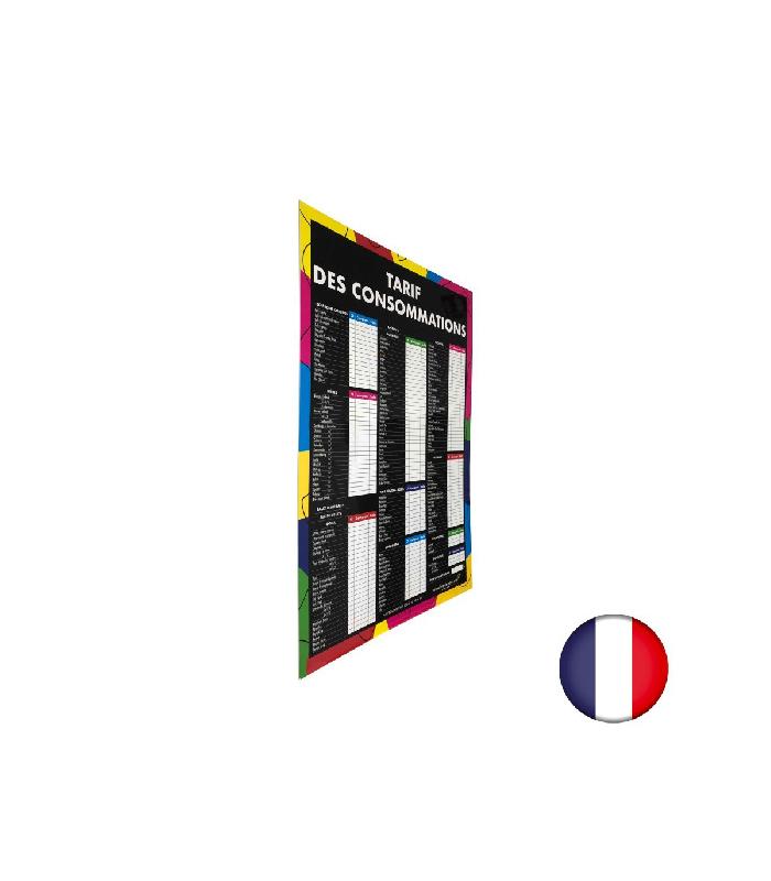Panneau d'affichage moderne format A1 - TARIF DES CONSOMMATIONS - Référence : reg841-21p_1