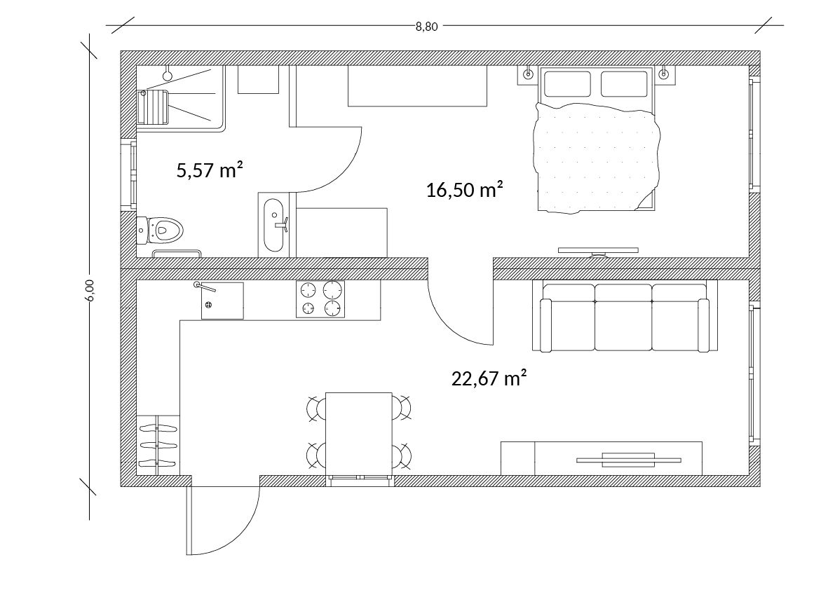 Studio mini maison modulaire 50m² - espace habitable de 53m² - livré fini et prêt à être raccordé_1