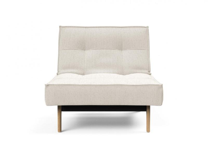 Innovation Living - Fauteuil Splitback Eik Convertible Lit 90x115 cm - Pieds en chêne naturel - Tissu bouclé Off White_1