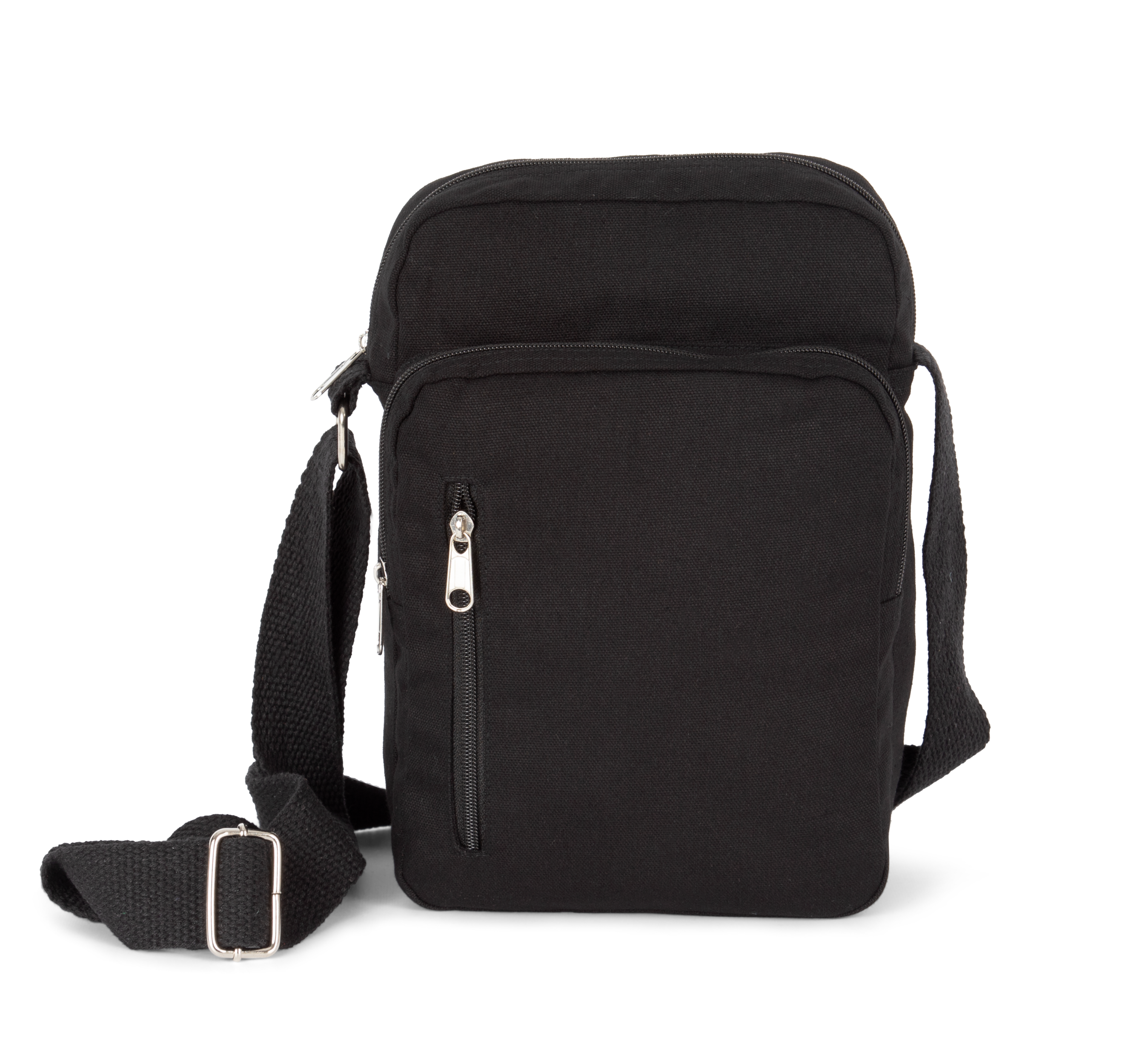 Sacoche bandoulière en coton Kimood - Réf: KI0375 - Compartiment principal zippé et poches pratiques_1