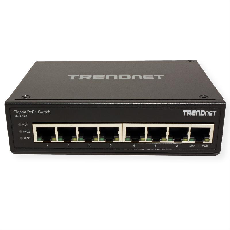 TRENDnet TI-PG80 Switch Rail DIN PoE+ Gigabit industriel renforcé à 8 ports_1