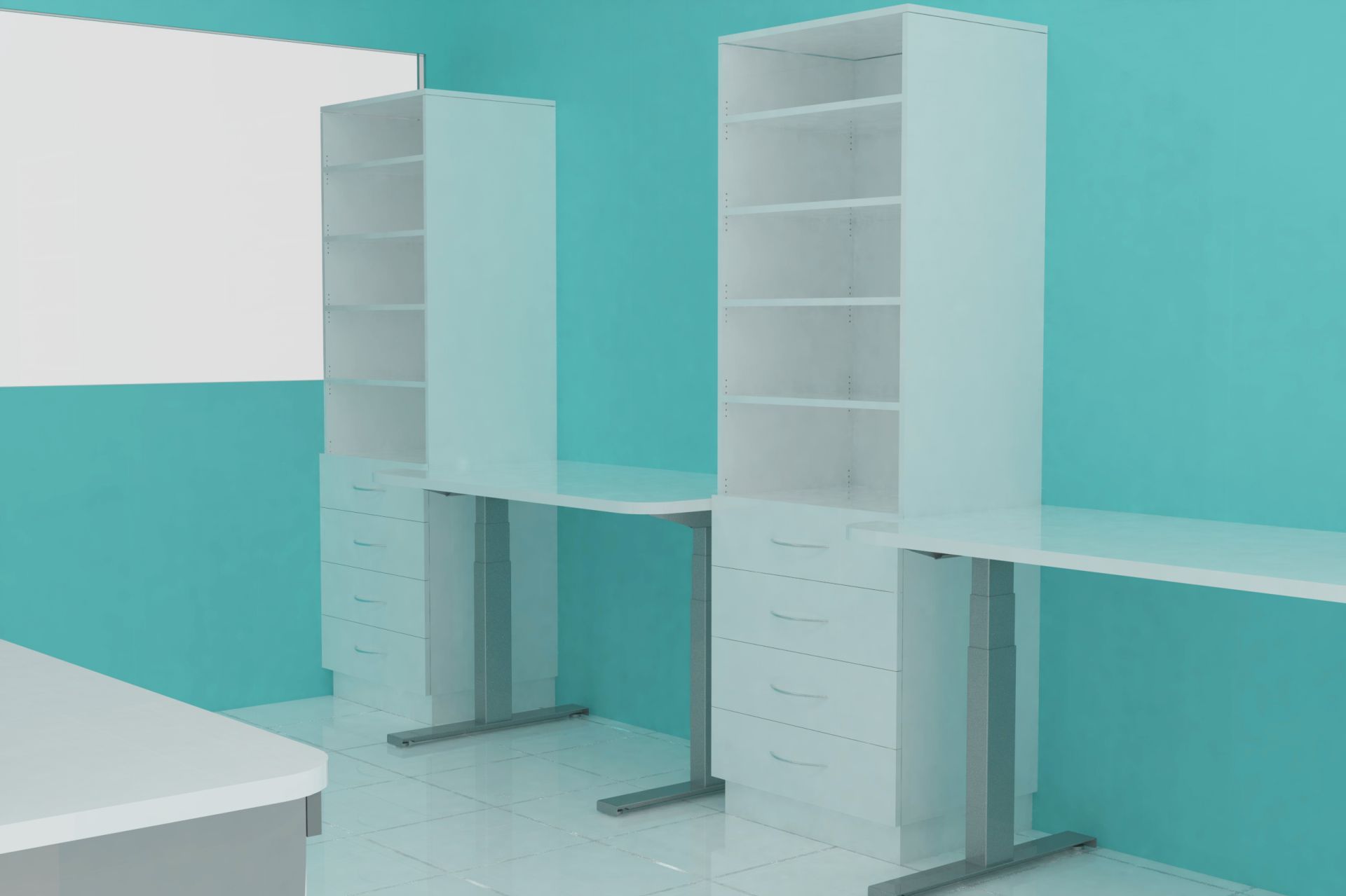 Meuble de rangement colonne sans porte - étagères réglables pour laboratoire_1