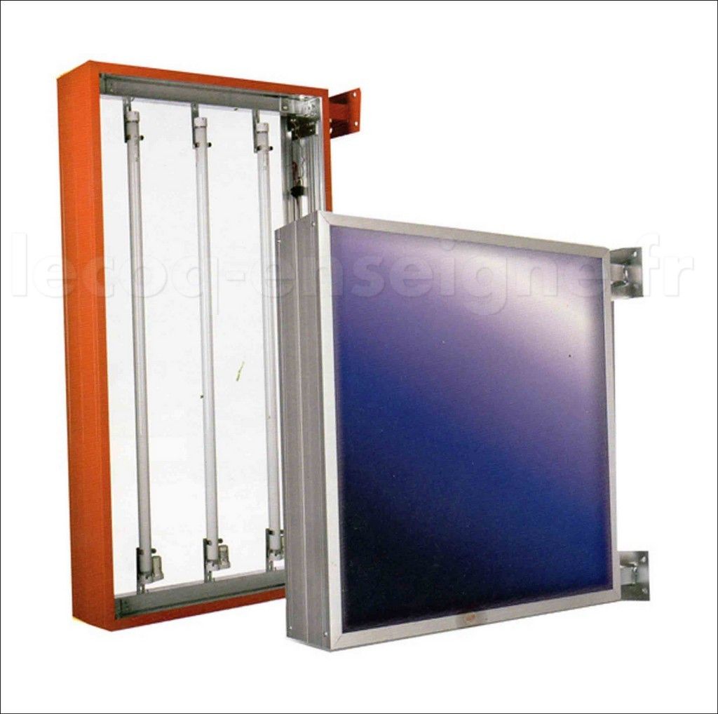 Rmugs52 - Caisson lumineux extérieur double face drapeau - Le Coq - Taille : 50 cm x 50 cm - Plexiglas blanc diffusant inclus_1