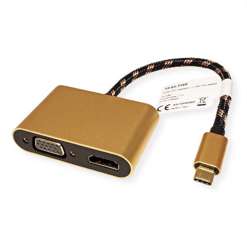 Roline gold adaptateur type c - hdmi/vga, m/f_1