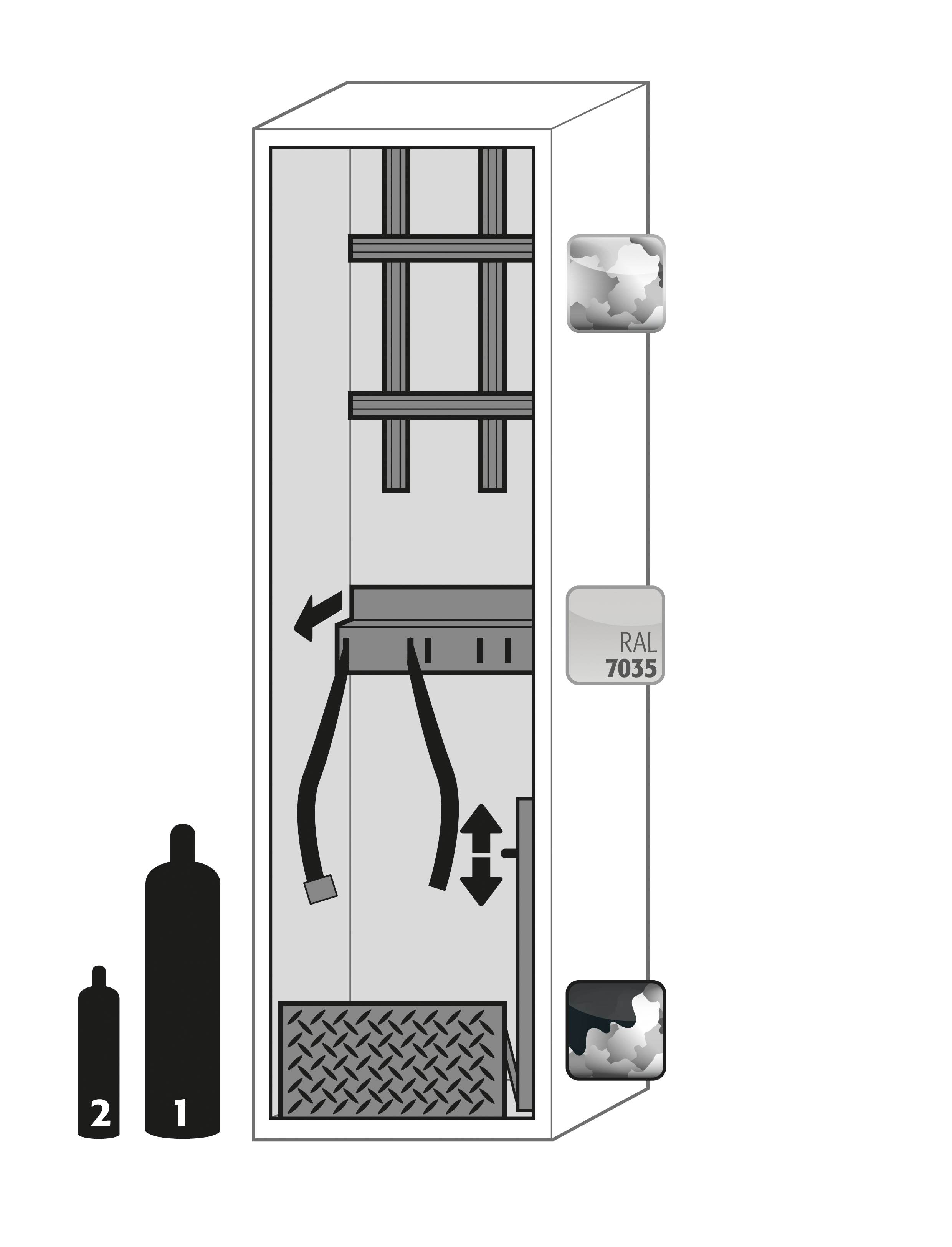 Armoire de stockage intérieure pour bouteilles de gaz G-ULTIMATE-90 - Modèle G90.205.060.R - Réf 30677-005-30681 - Certifiée NF EN 14470-2 et CE_1
