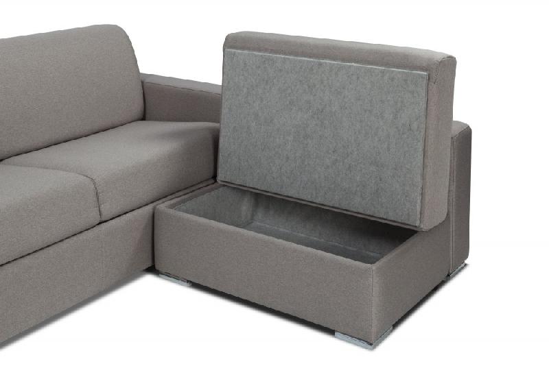 Canapé d'angle DREAMER COMPACT convertible express - Chauffeuse coffre - Matelas 16 cm en tweed gris silex - Fabrication italienne_1