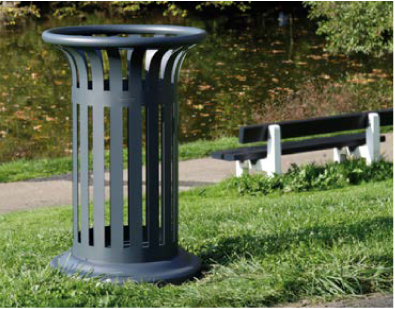 Corbeille publique avec support sac - BORNEO - Acier poudré anti-UV - 35L ou 60L_1