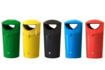 Corbeille publique Metro Hooded 100 L - Polyéthylène ultra-résistant, double ouverture, socle renforcé_1