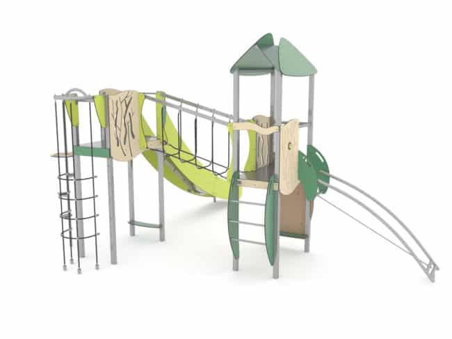 Structure multi-activités métallique Organik - LD1OR2041 - Ludoparc - 2 tours - inox - planchers HPL_1