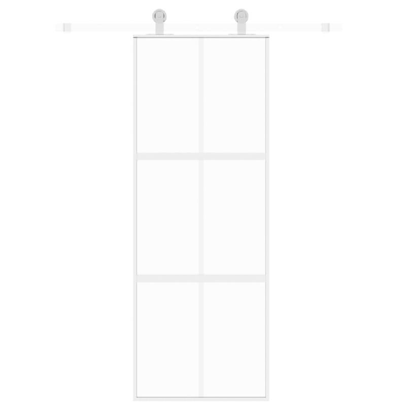 Vidaxl porte coulissante blanc 76x205 cm verre trempé aluminium 155216_1