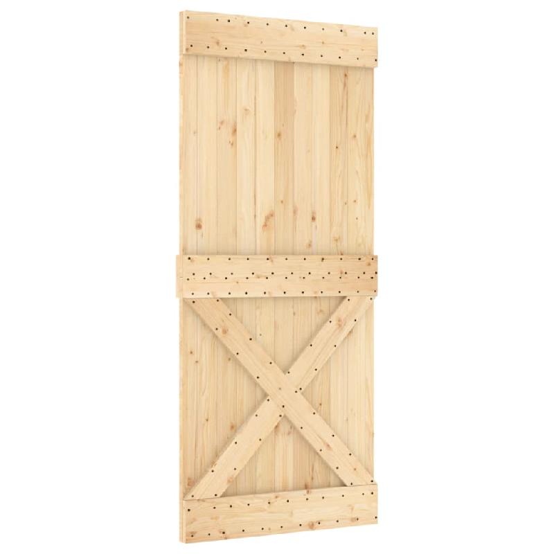 Vidaxl porte coulissante et kit de quincaillerie 90x210 cm pin massif 3203269_1