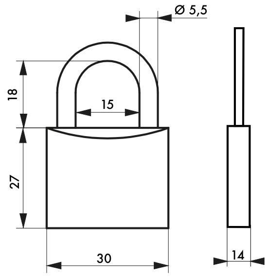 Cadenas à clé Type 1 - 30 mm - Corps laiton monobloc - Anse acier cémenté - Marque Thirard_1