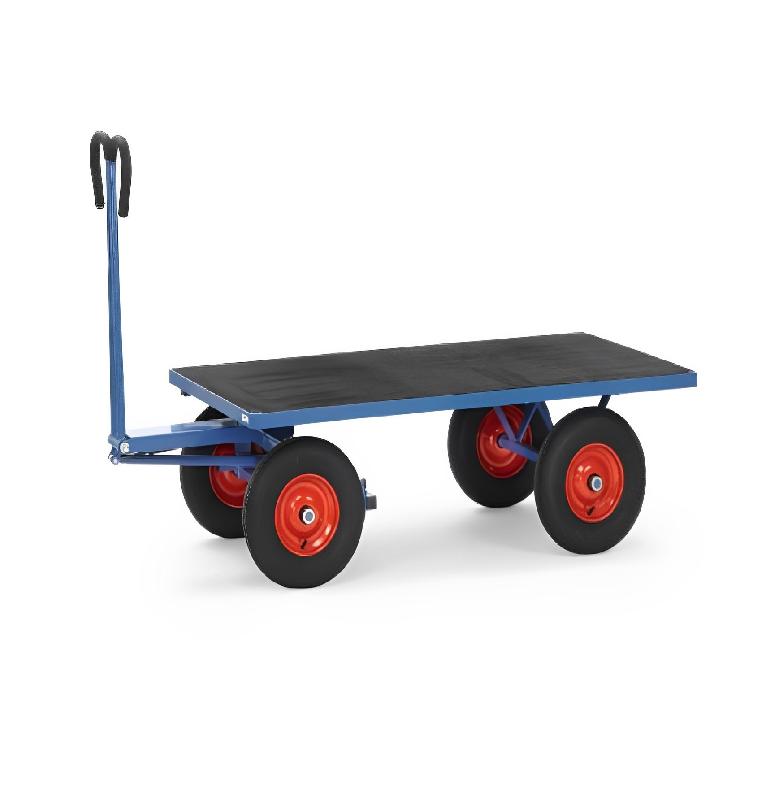 Chariot bras court avec plateau - capacité 700 kg / 1000 kg / 1250 kg - Hauteur 420mm / 490mm - Dimensions 1200x800 / 1600x900 / 2000x1000 - Roues gonflables_1
