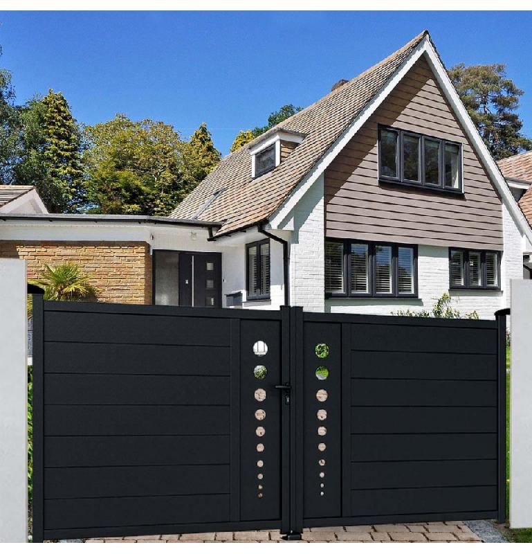 Portail aluminium Toulouse - battant ou coulissant - motorisable - gris anthracite RAL 7016 - porttoul300160g_1